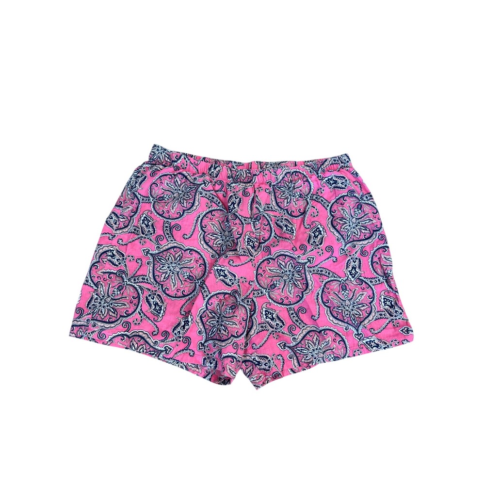 Liz Claiborne Pink Paisley‎ Print Lounge Shorts Women's M Cotton Elastic Waist